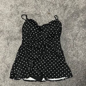 Tropical Escape Black and White Polka Dot One Piece Swimsuit